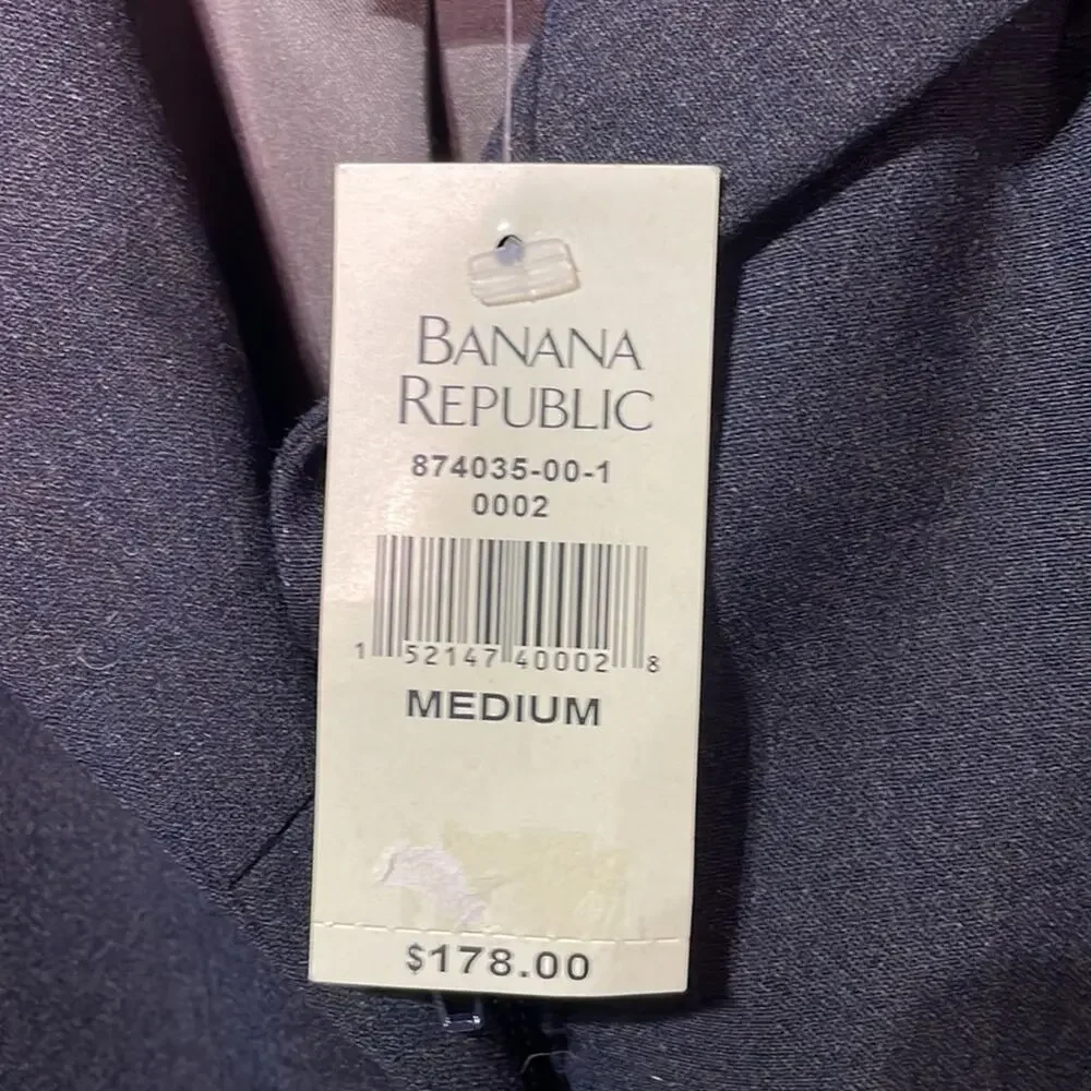 Banana Republic M charcoal wool lined front zip short jacket nwt vintage - Picture 3 of 11